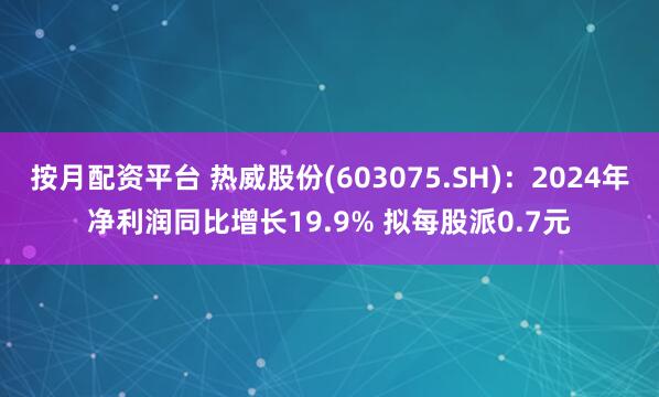按月配资平台 热威股份(603075.SH)：2024年净利润同比增长19.9% 拟每股派0.7元