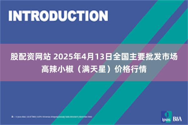 股配资网站 2025年4月13日全国主要批发市场高辣小椒（满天星）价格行情