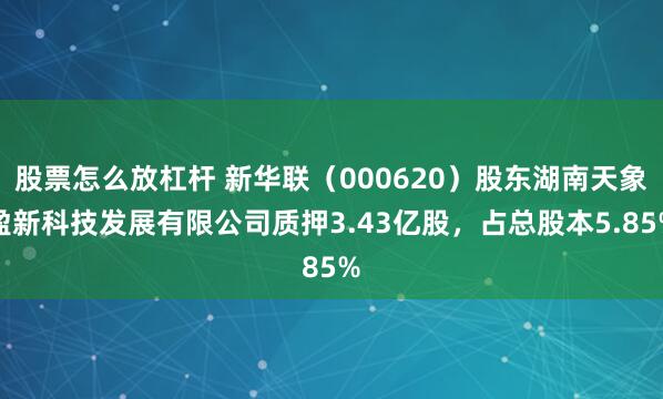 股票怎么放杠杆 新华联（000620）股东湖南天象盈新科技发展有限公司质押3.43亿股，占总股本5.85%
